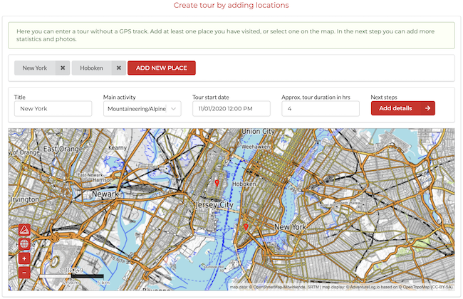 Capture tour without GPS